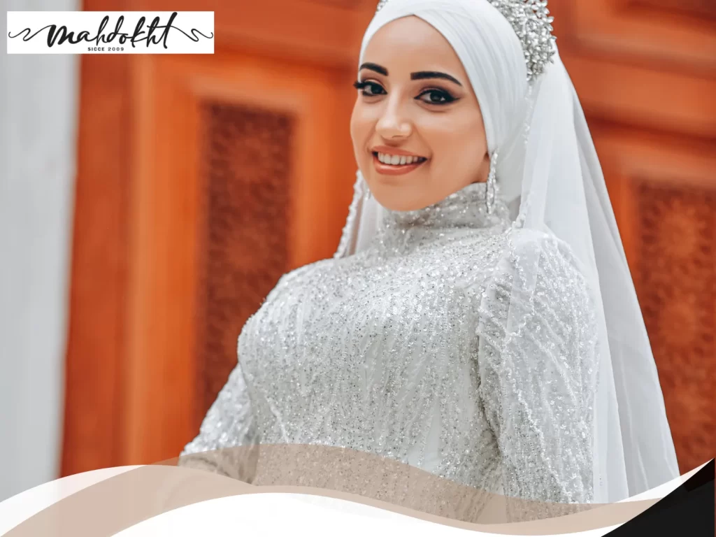 لباس عروس عربی آستین‌دار
